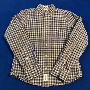Men's Abercrombie & Fitch Muscle Long Sleeve Pocket Blue White Checkered Size M